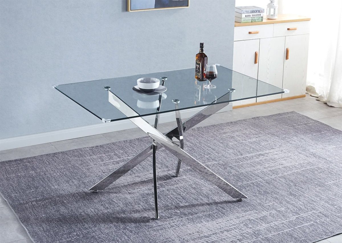 Geelong Glass Top Modern Dining Table