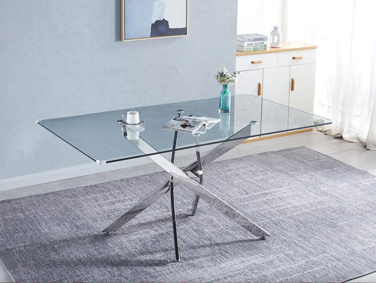 Geelong 63-Inch Glass Top Dining Table