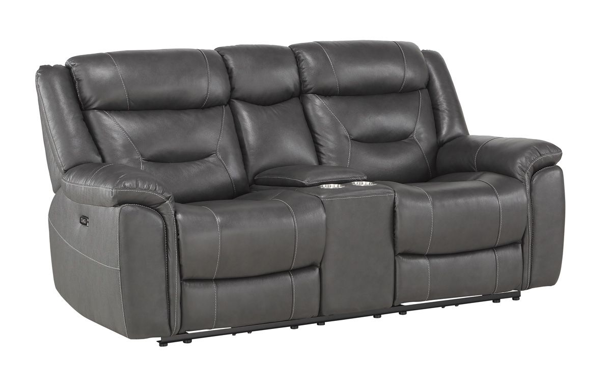 Ghana Grey Top Grain Leather Recliner Loveseat