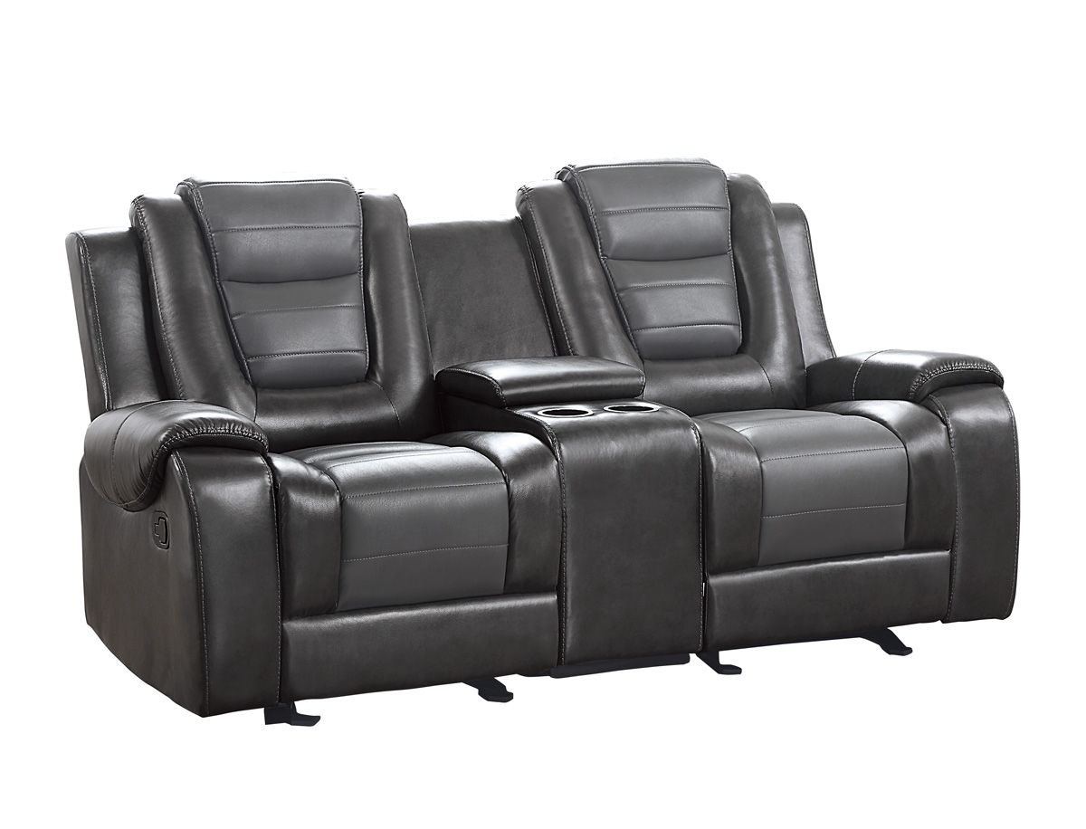 Gibson Grey Leather Recliner Loveseat