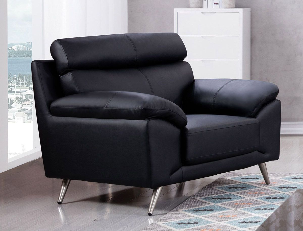 Gilda Black Top Grain Leather Chair