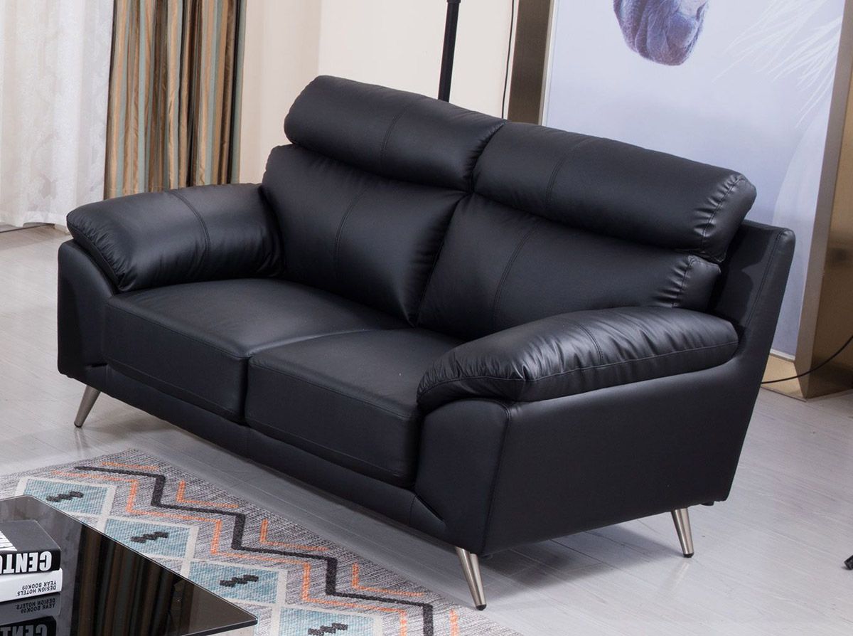 Gilda Black Top Grain Leather Loveseat