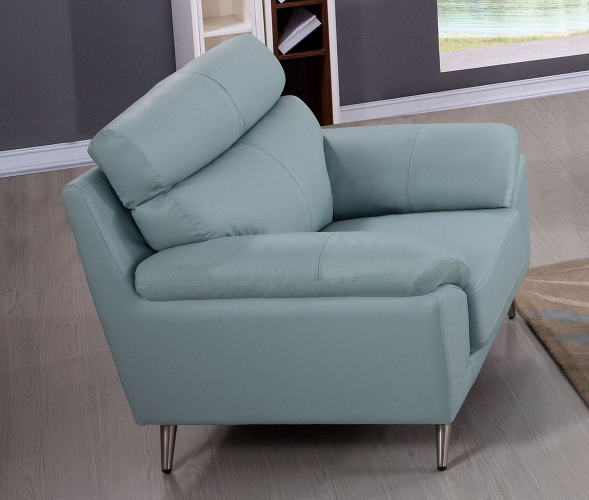 Gilda Light Blue Top Grain Leather Chair