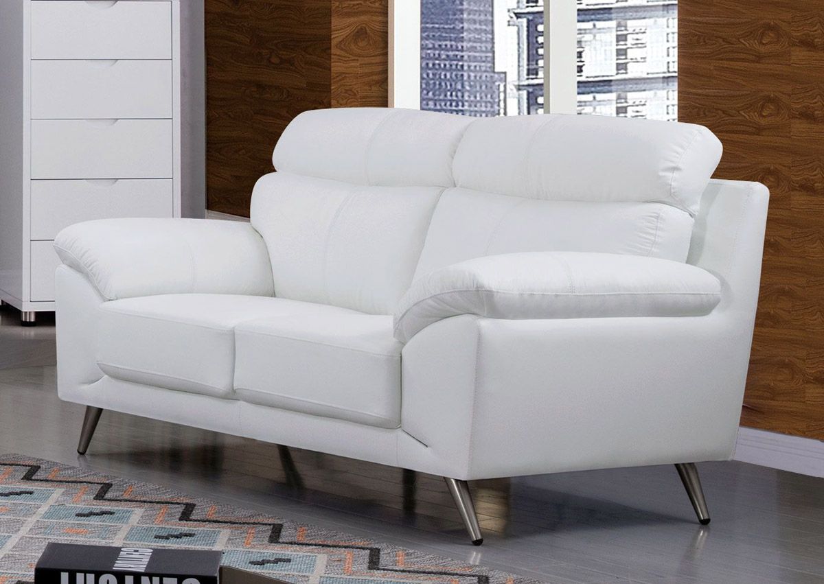 Gilda White Top Grain Leather Loveseat