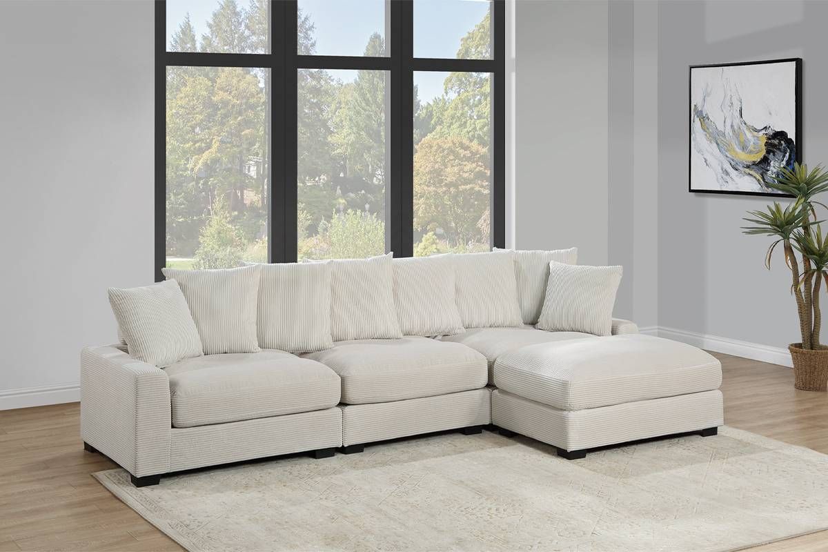 Giza Beige Corduroy 4-Piece Sectional