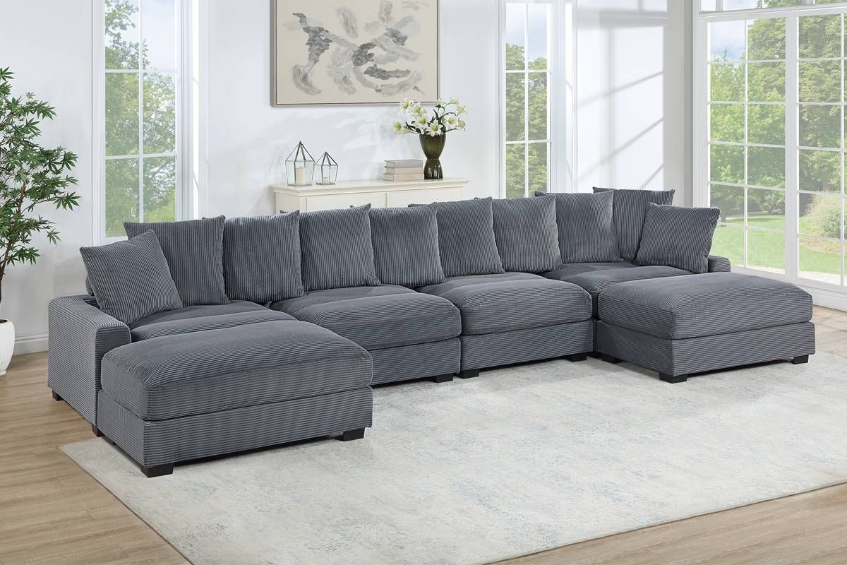 Giza 6-Piece Modular Sectional Grey Corduroy