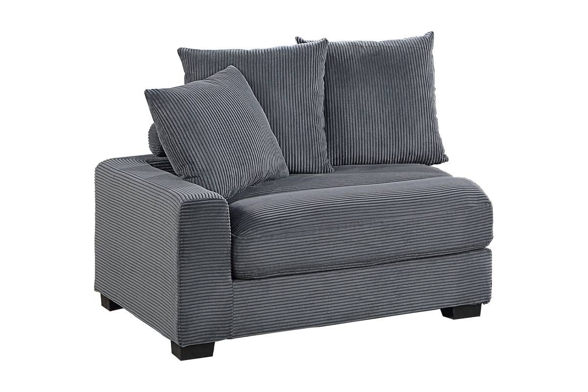 Giza Grey Corduroy Left Arm Chair