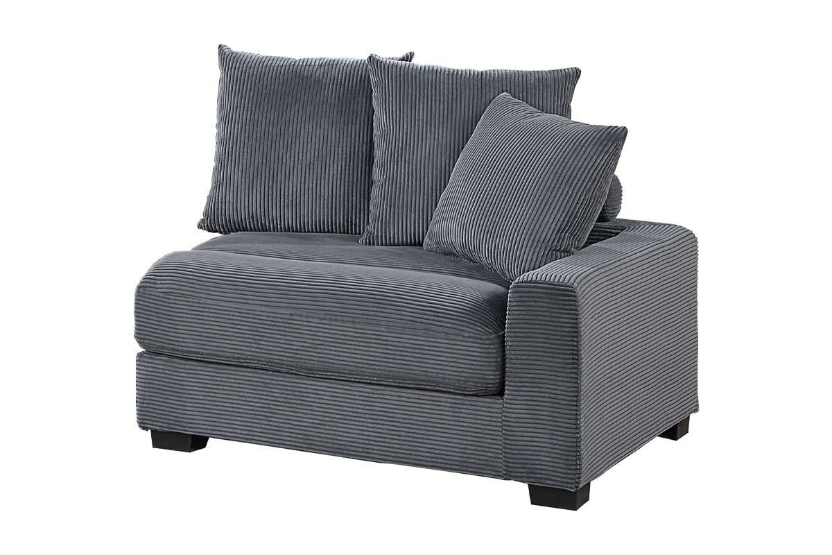 Giza Grey Corduroy Right Arm Chair