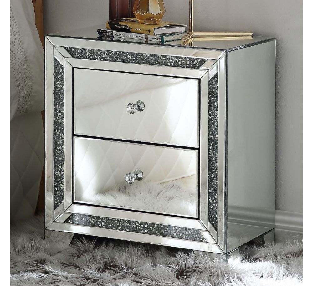 Glimmer Two Drawer Mirrored Night Stand