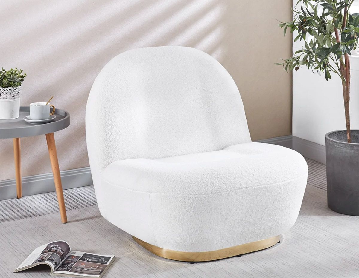 Golati White Swivel Accent Chair