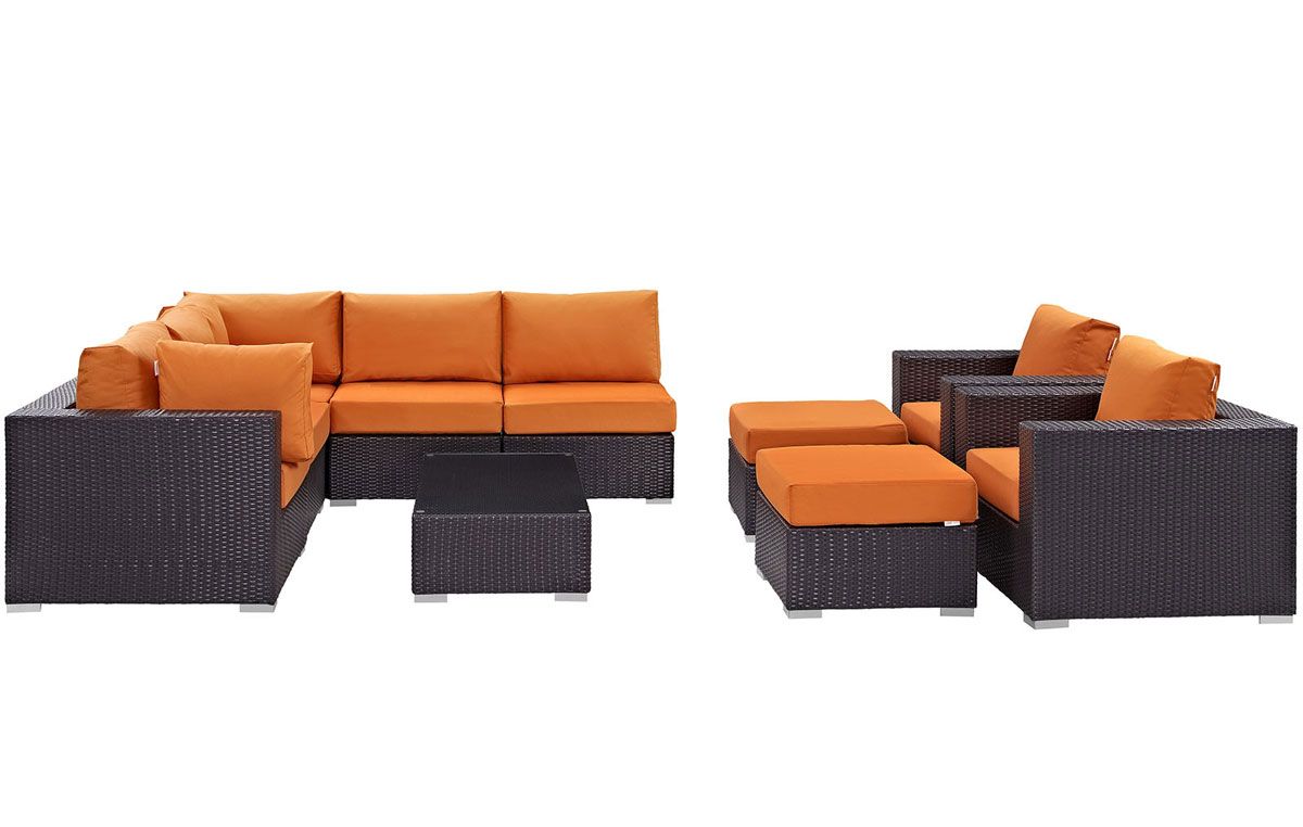 Gomer Orange Outdoor Modular Sofa Set