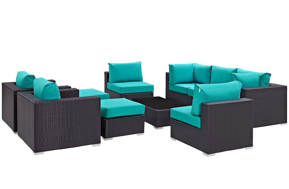 Gomer Turquoise Outdoor Modular Sofa Set