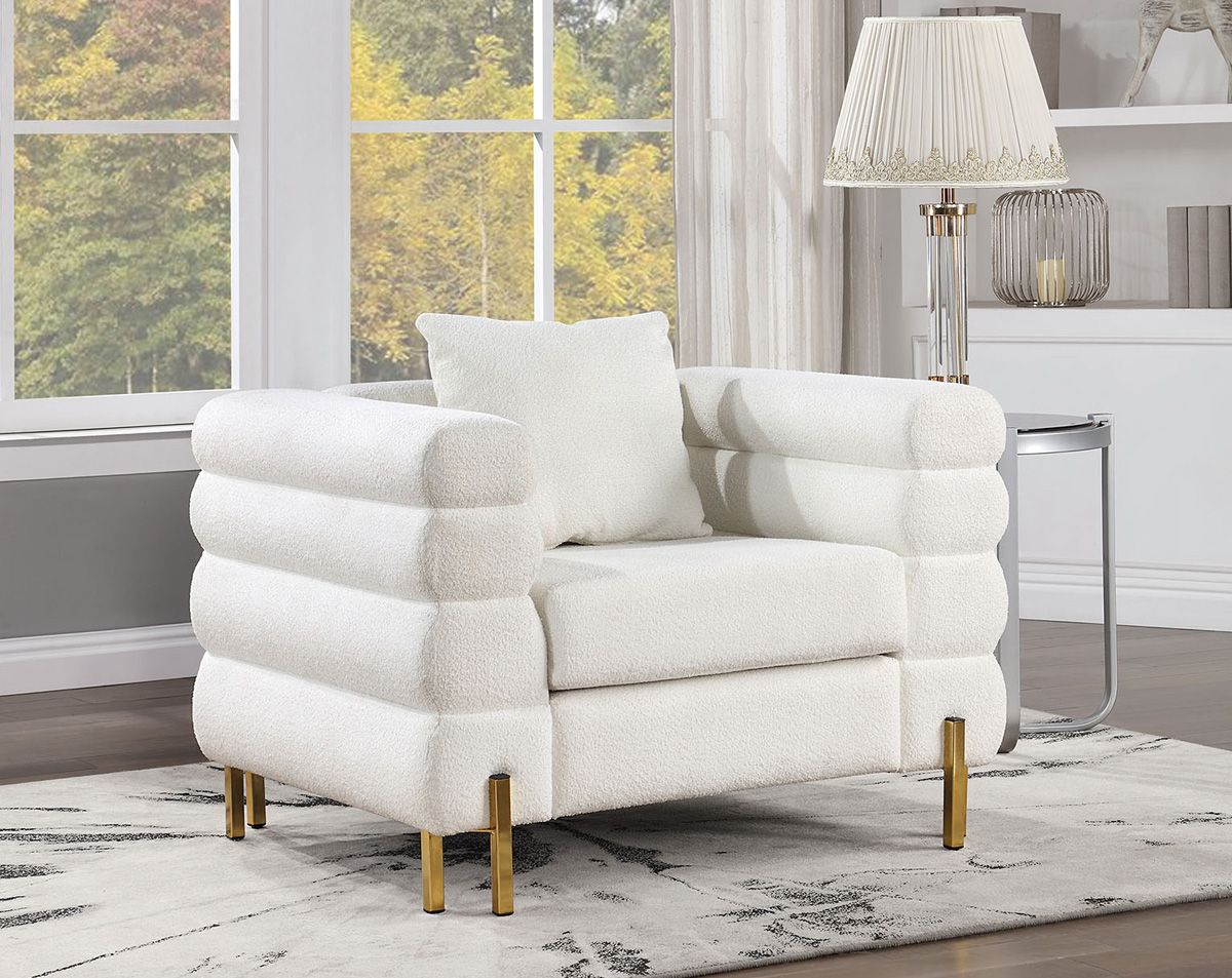 Goshen White Boucle Modern Chair