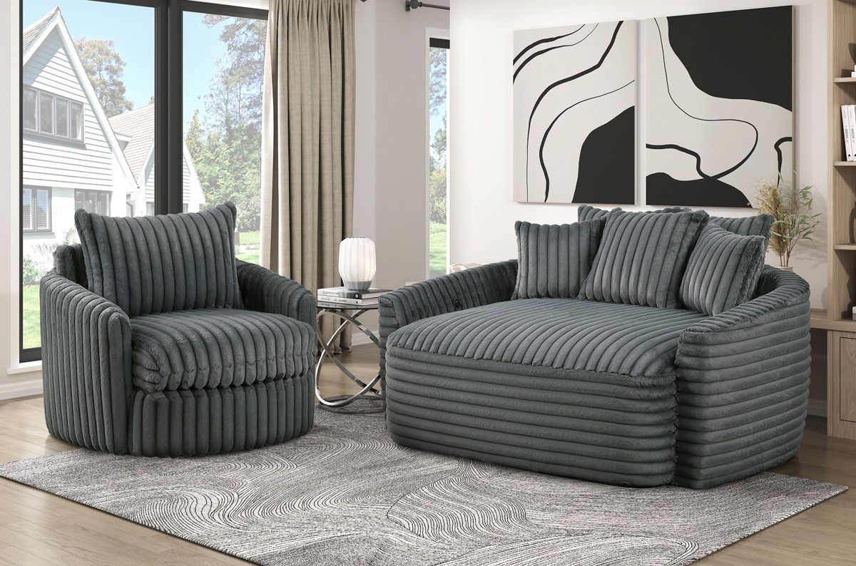 Graham Grey Chaise Cuddler Set