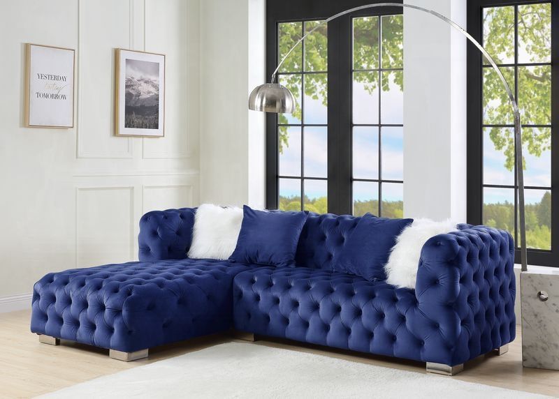 Greysen Tufted Navy Velvet Sectional