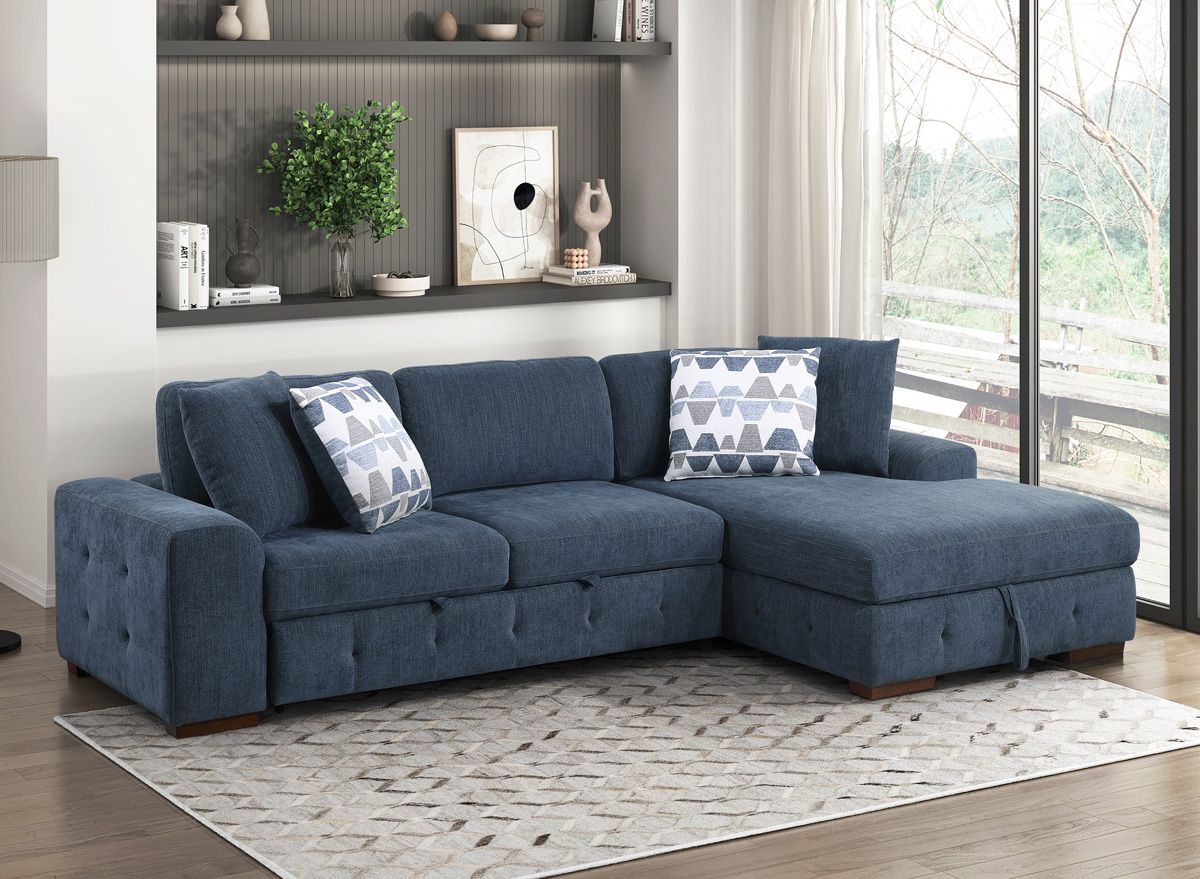 Greyson Blue Sectional Sleeper With Storage