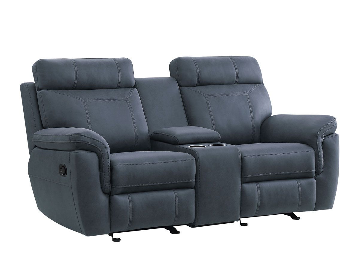 Guash Blue Microfiber Recliner Loveseat