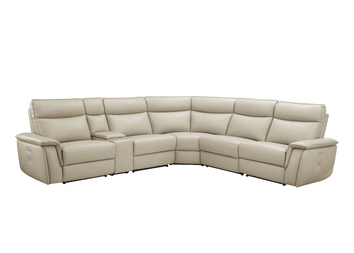 Hagen Beige Top Grey Leather Sectional Set