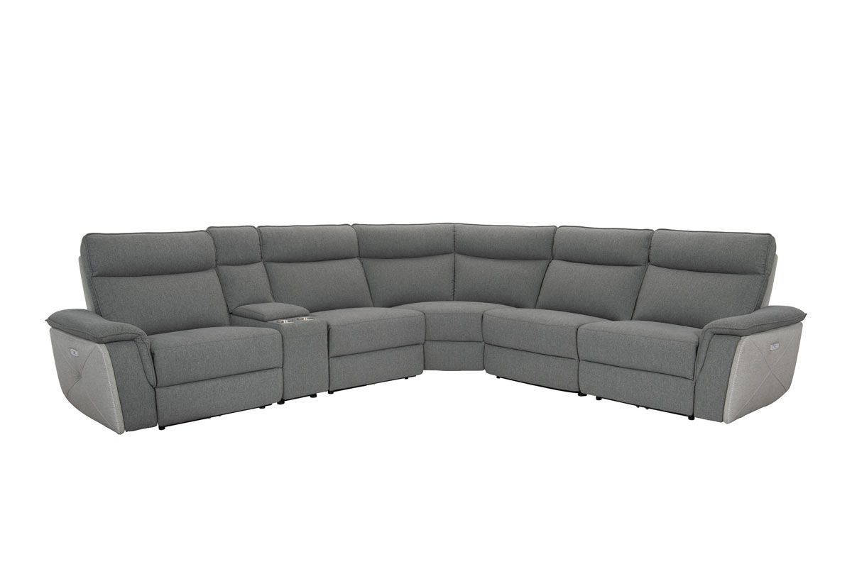 Hagen Grey Linen 6-Piece Modular Power Recliner Sectional