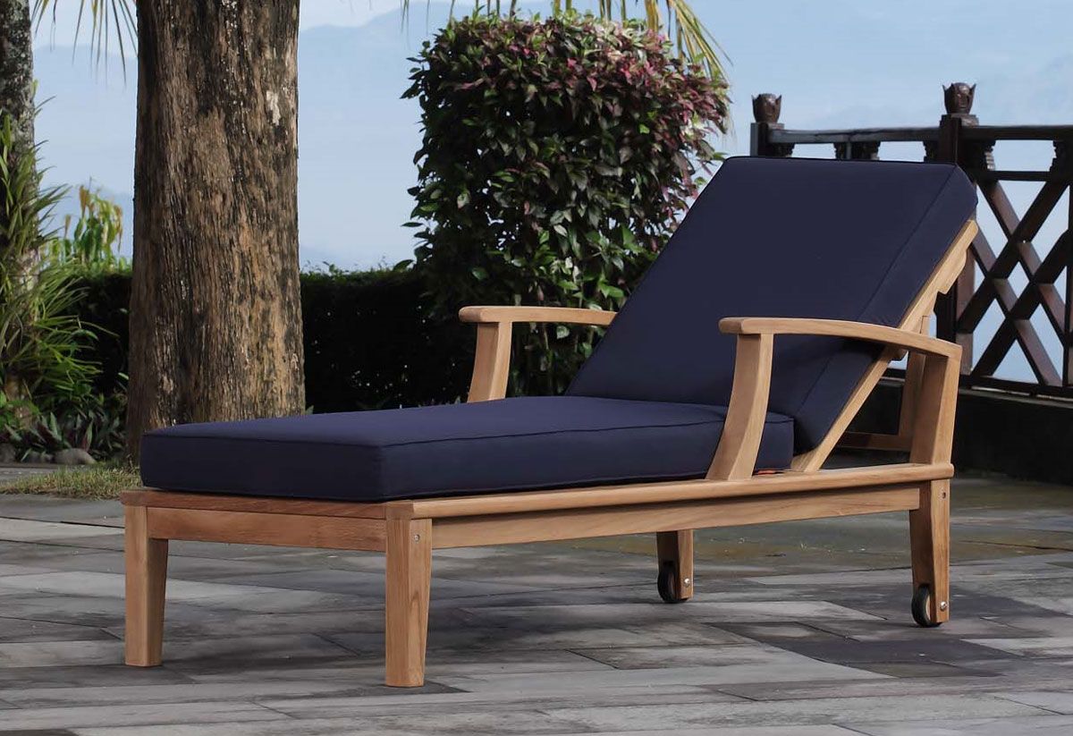 Hajar Wood Framed Patio Chaise Lounge