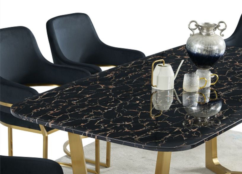 Haley Black Marble Dining Table Top