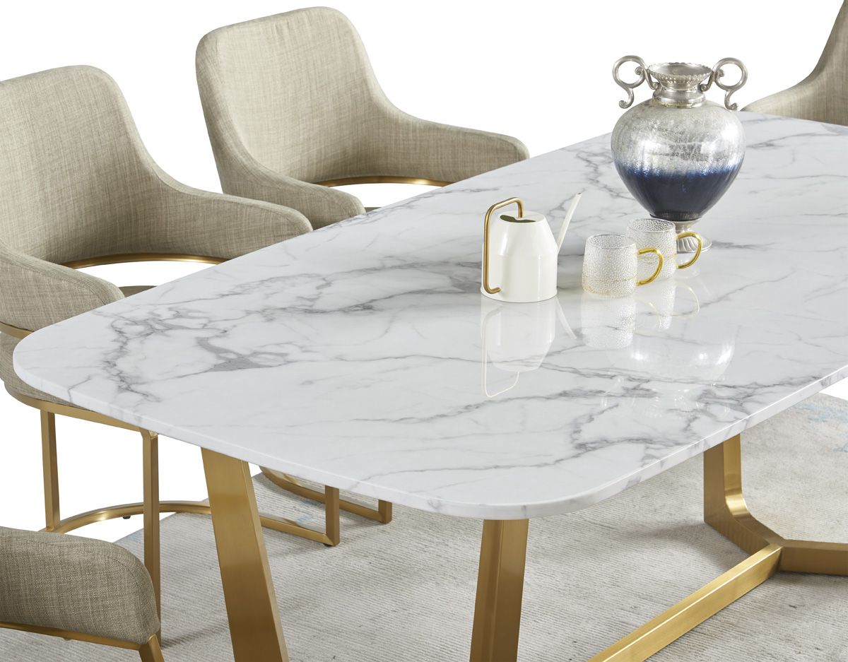 Haley White Marble Dining Table Top