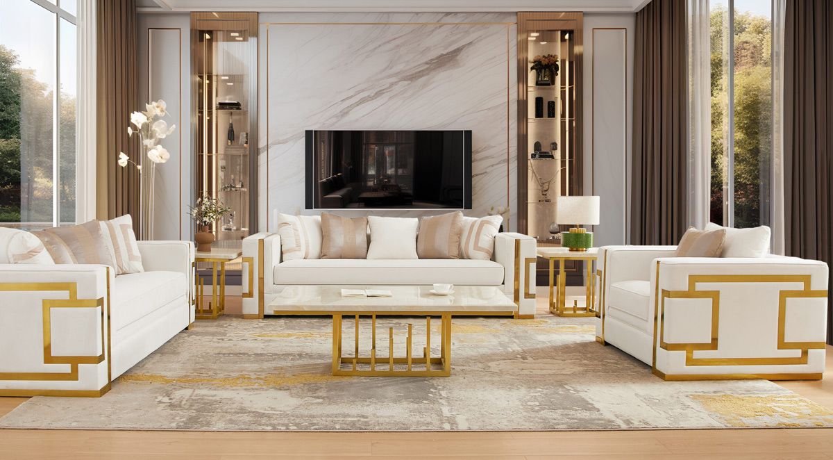 Halima Modern Sofa With Gold Accents