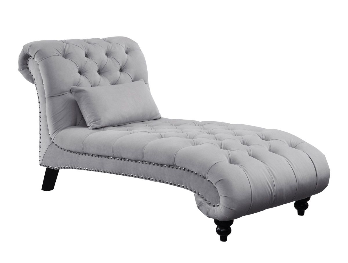 Hampstead Light Grey Velvet Chesterfield Chaise