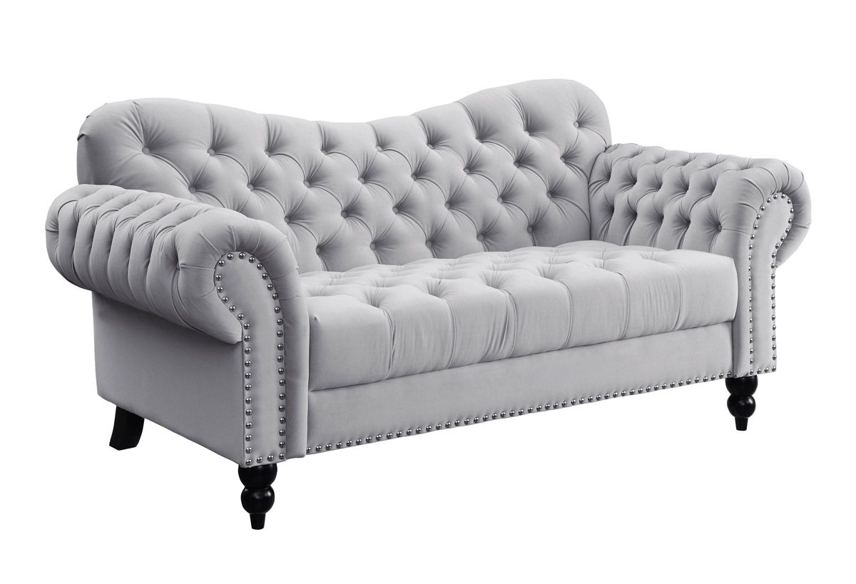 Hampstead Light Grey Velvet Chesterfield Sofa