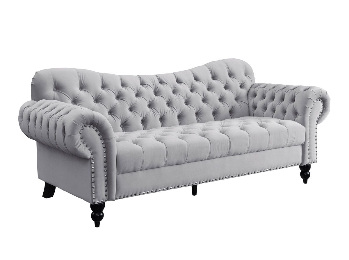 Hampstead Light Grey Velvet Chesterfield Sofa