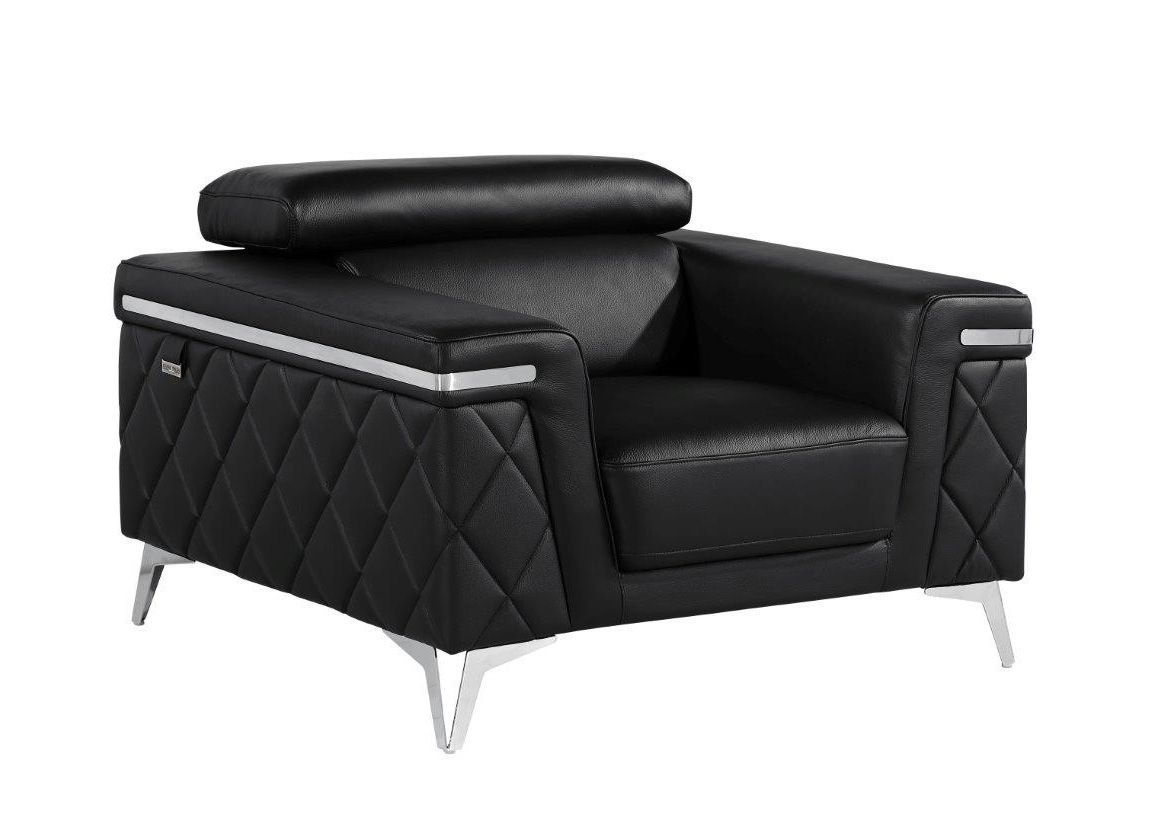 Hanari Black Italian Leather Chair