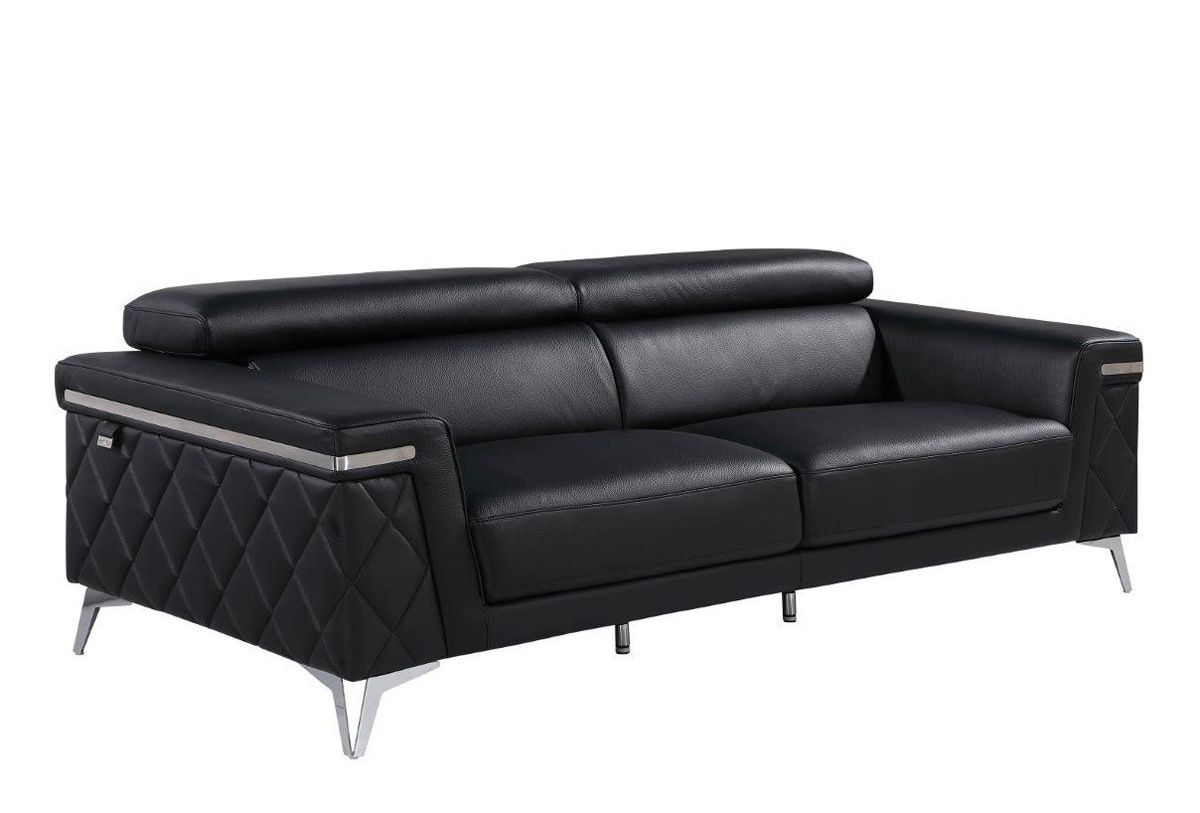 Hanari Black Italian Leather Sofa