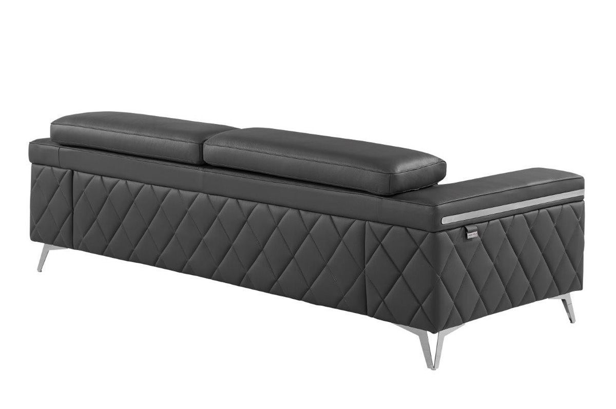 Hanari Modern Grey Italian Leather Sofa Back Side