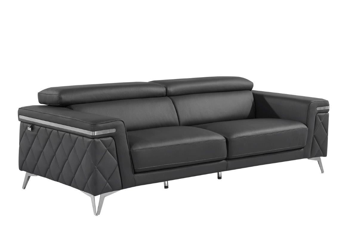 Hanari Modern Grey Italian Leather Sofa