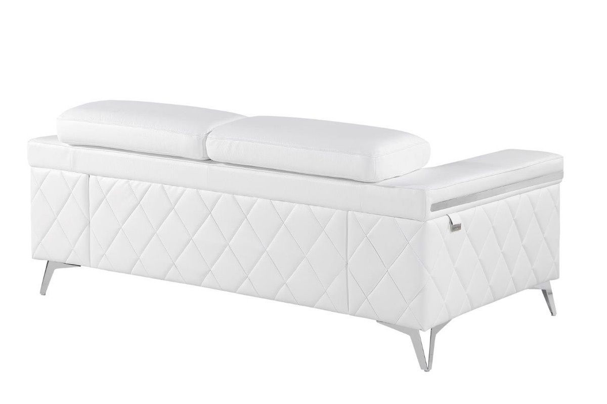 Hanari Modern White Leather Loveseat Back Side