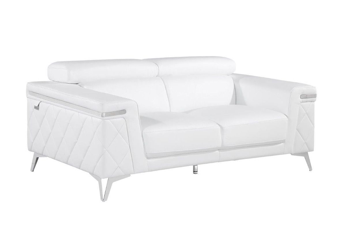 Hanari Modern White Leather Loveseat