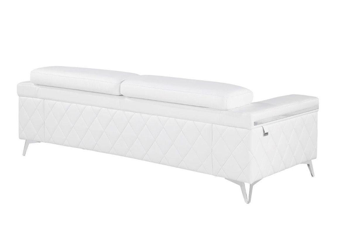 Hanari Modern White Leather Sofa Back Side