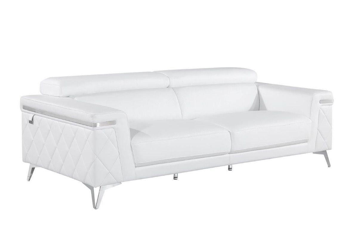 Hanari Modern White Leather Sofa