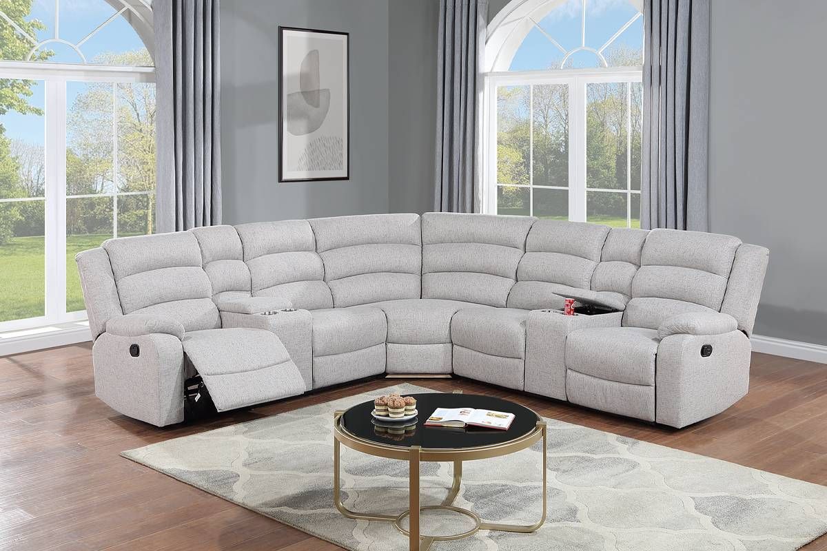 Hankins Recliner Sectional Bone Burlap