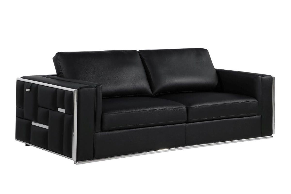 Hanover Black Italian Leather Sofa