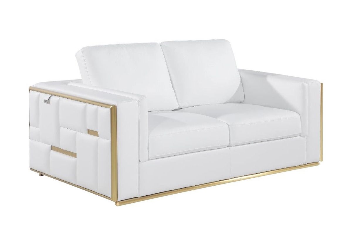 Hanover White Italian Leather Loveseat