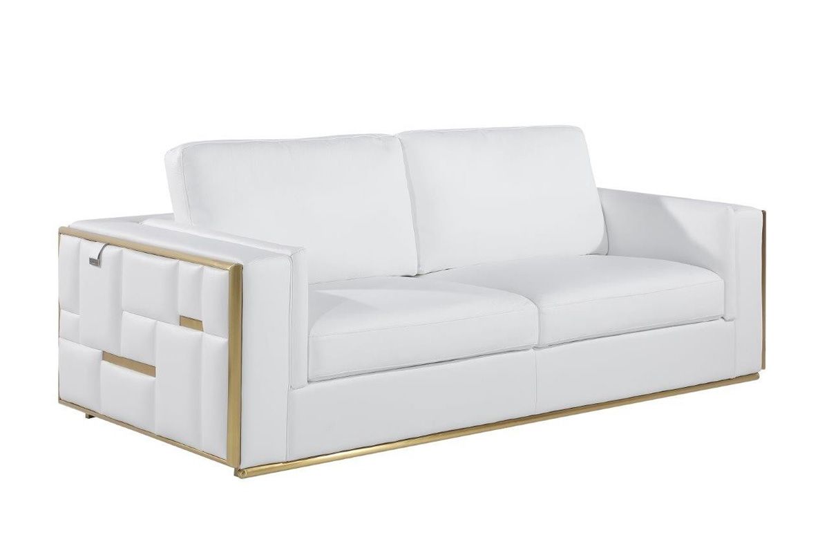 Hanover White Italian Leather Sofa