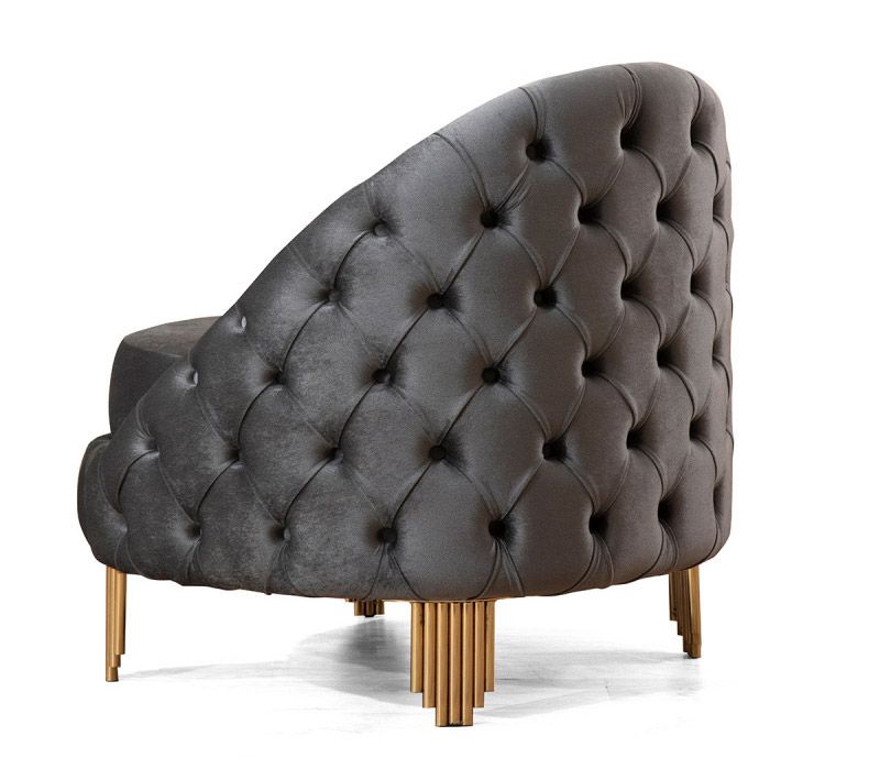 Harley Tufted Grey Modern Chair Back