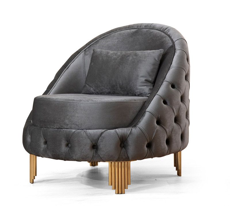 Harley Tufted Grey Modern Chair