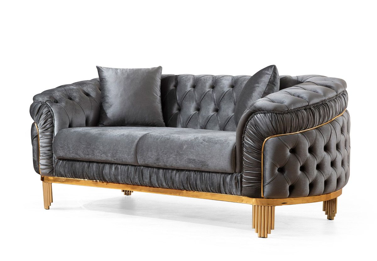 Harley Tufted Grey Modern Loveseat