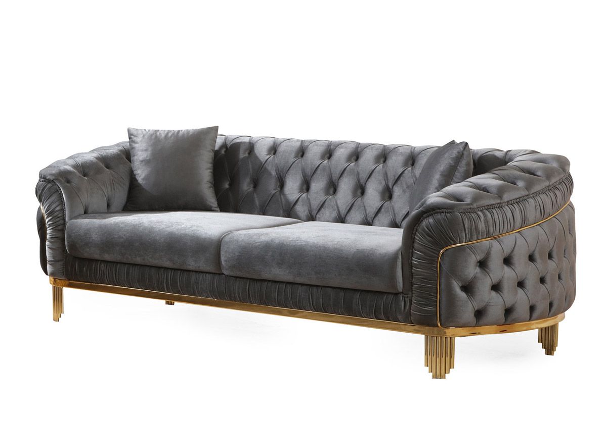 Harley Tufted Grey Modern Sofa