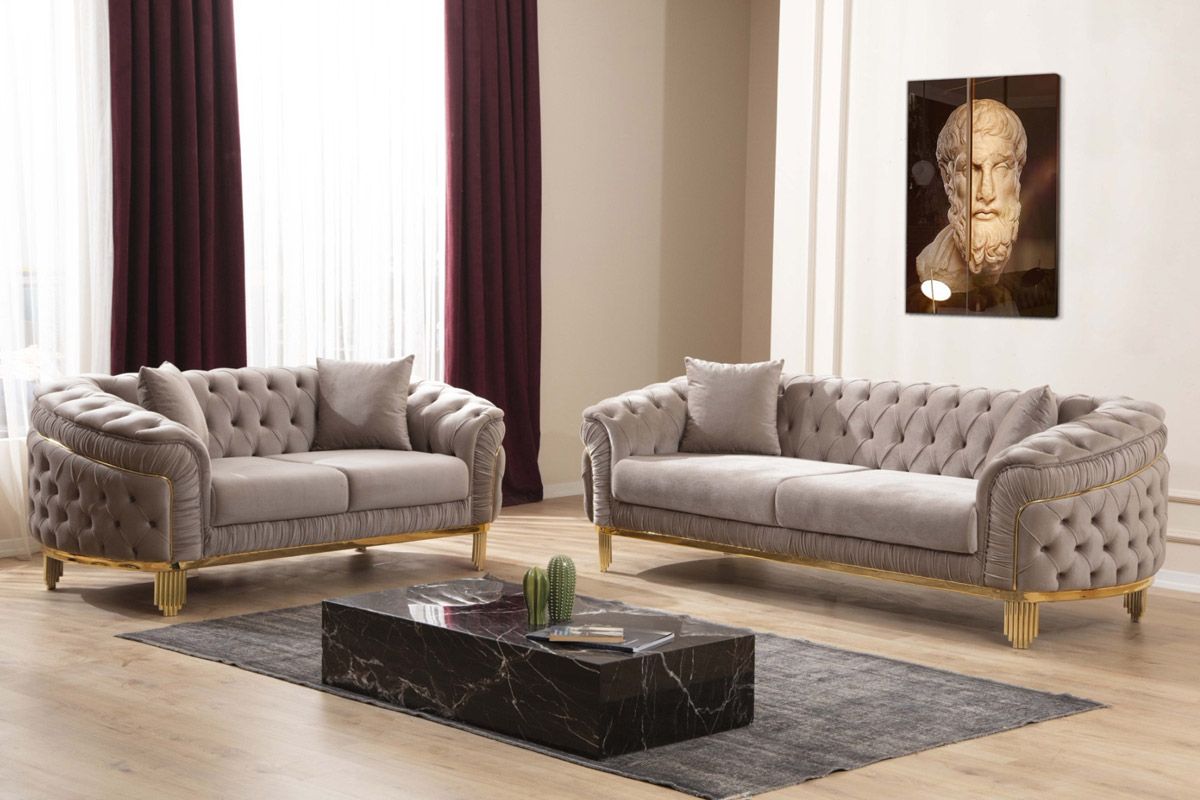 Harley Taupe Sofa Loveseat