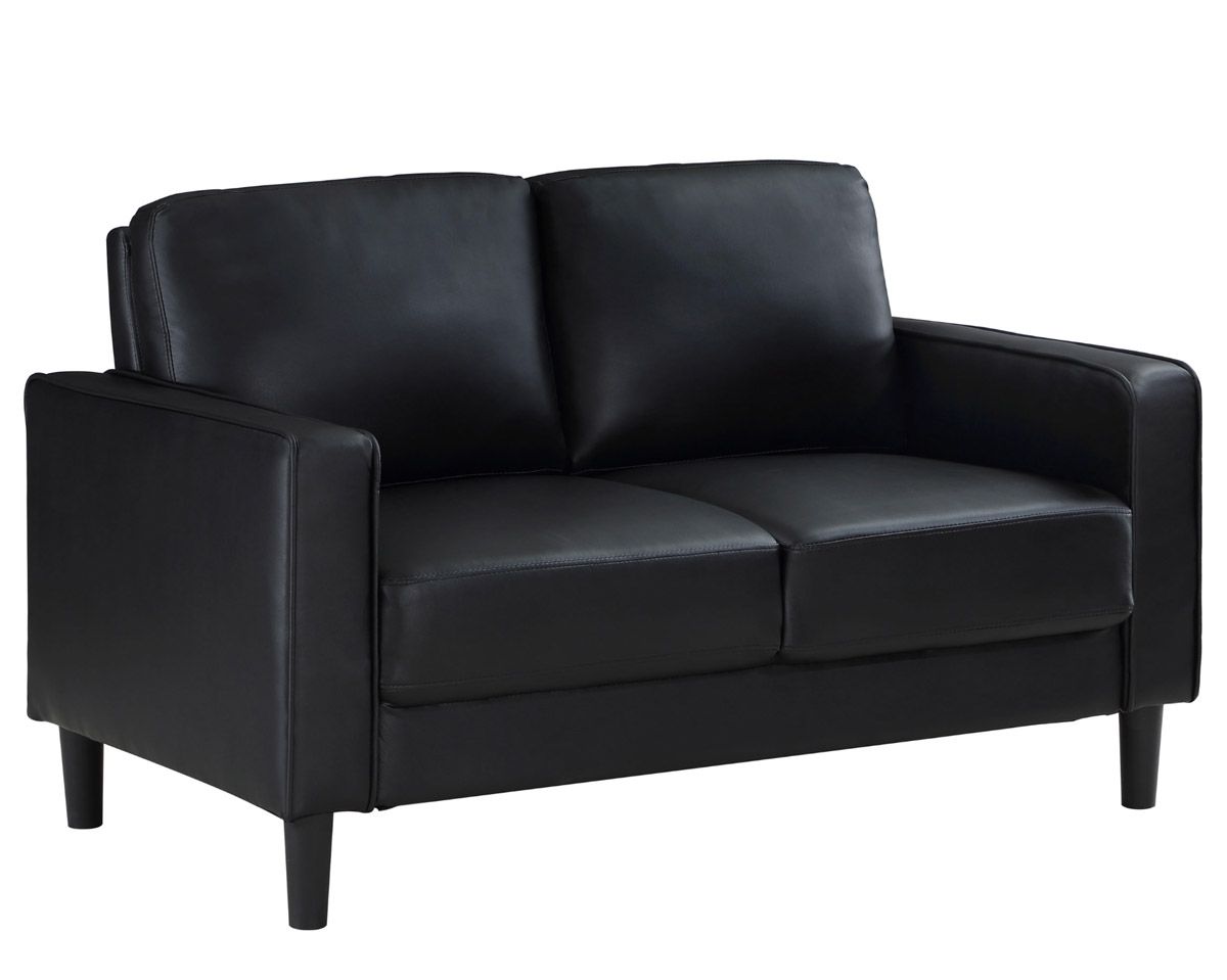 Hartford Black Leather Casual Loveseat