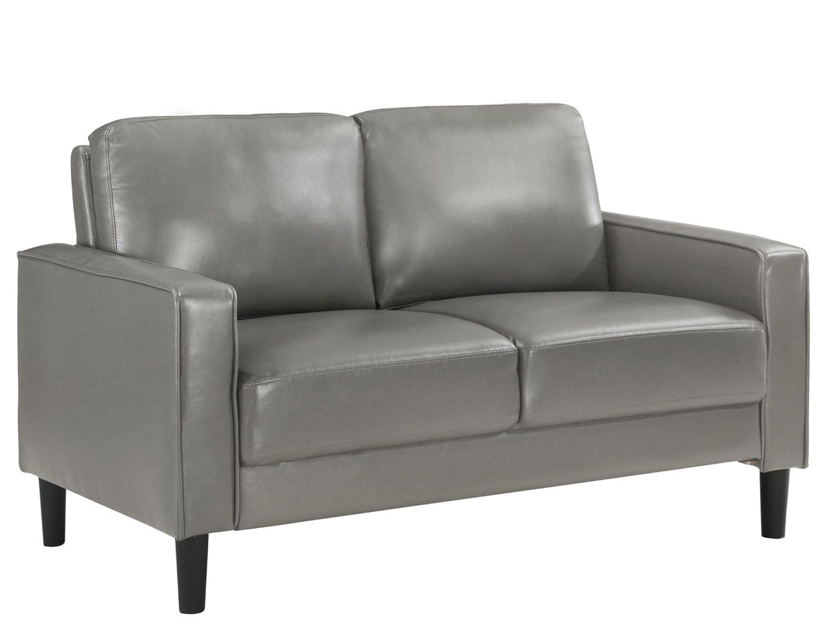 Hartford Grey Leather Loveseat