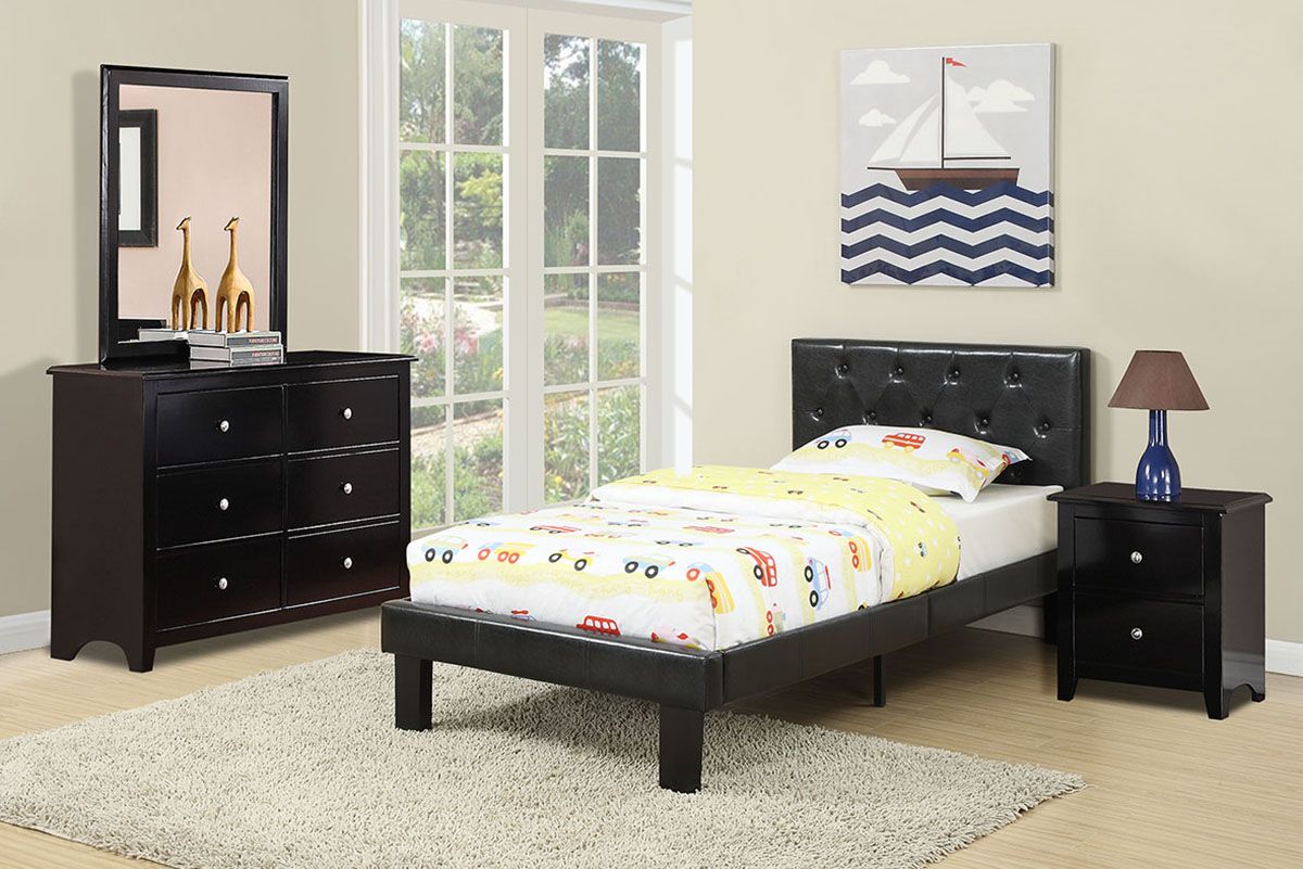 Helen Black Leather Bed